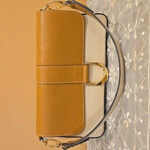 NWOT Davina Firenze Leather Two-Tone Crossbody Bag - Tan and Cream